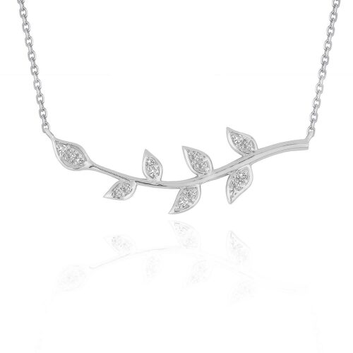 Size: 18” – Diamond Vine Design Pendant in 14k White Gold