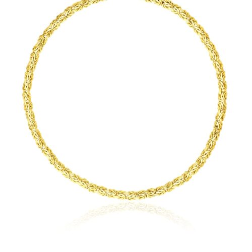 Size: 18” – 14k Yellow Gold Fancy Byzantine Chain Necklace