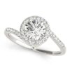 Size: 8.5 – 14k White Gold Halo Design Bypass Round Diamond Engagement Ring (5/8 cttw)