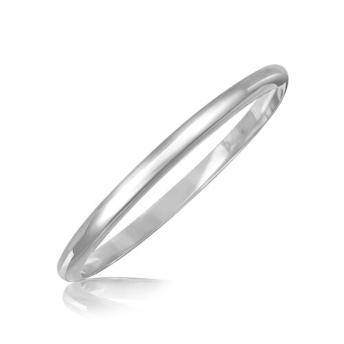 Size: 7.5” – Sterling Silver Rhodium Plated Slim Dome Motif Bangle