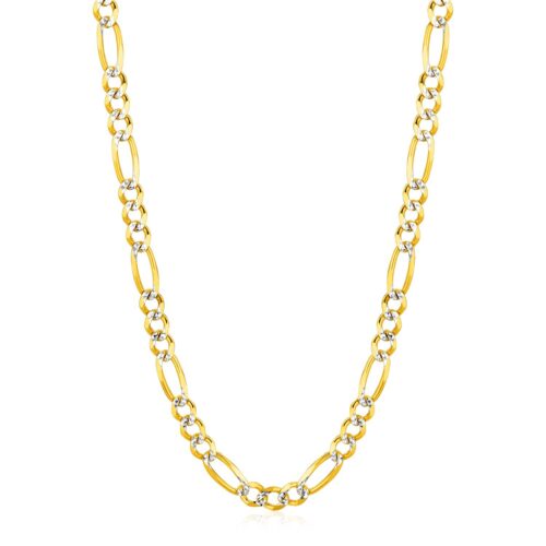 Size: 22” – 14K Yellow Gold Solid Pave Figaro Chain (5.90 mm)