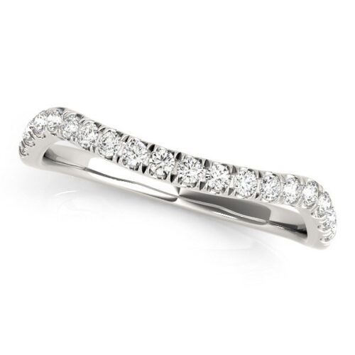 Size: 4.5 – 14k White Gold Curved Design Diamond Wedding Band (1/4 cttw)