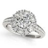Size: 7 – 14k White Gold Antique Style Halo Round Diamond Engagement Ring (2 cttw)