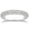 Size: 6.5 – 14k White Gold Triple Multi-Row Micro- Pave Diamond Wedding Ring Band