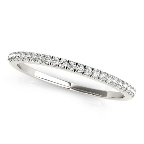 Size: 4.5 – 14k White Gold Classic Pave Set Diamond Wedding Band (1/8 cttw)