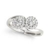 Size: 8.5 – 14k White Gold Halo Set Round Two Stone Diamond Ring (3/8 cttw)