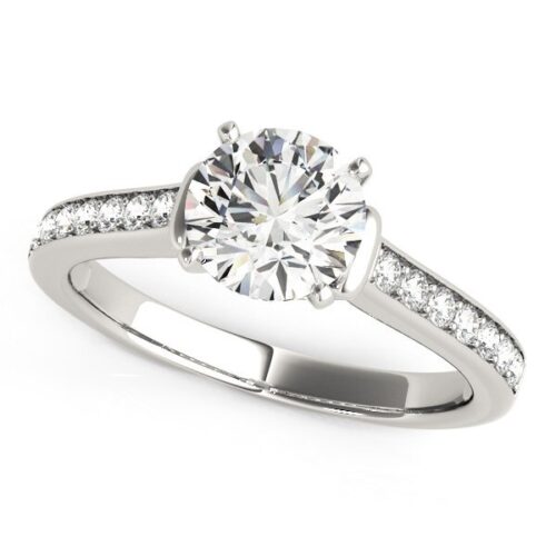 Size: 9 – 14k White Gold Round Diamond Engagement Ring Band Stones (1 1/8 cttw)