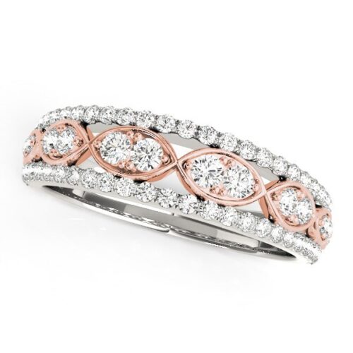 Size: 3 – 14k White And Rose Gold Doulbe Diamond Infinity Design Band (3/8 cttw)