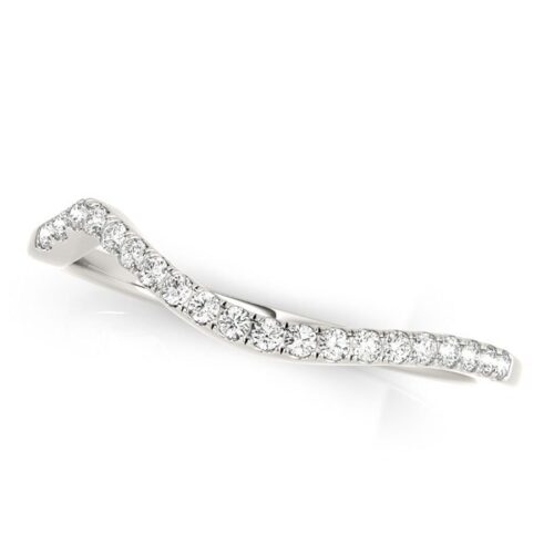 Size: 5 – 14k White Gold Modern Curved Diamond Wedding Band (1/8 cttw)