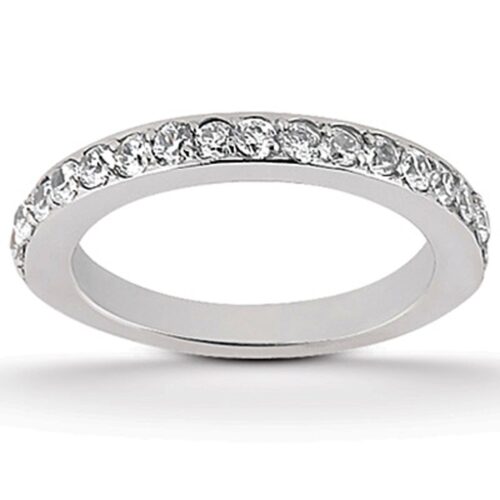 Size: 6.5 – 14k White Gold Pave Diamond Wedding Ring Band Set 1/2 Around