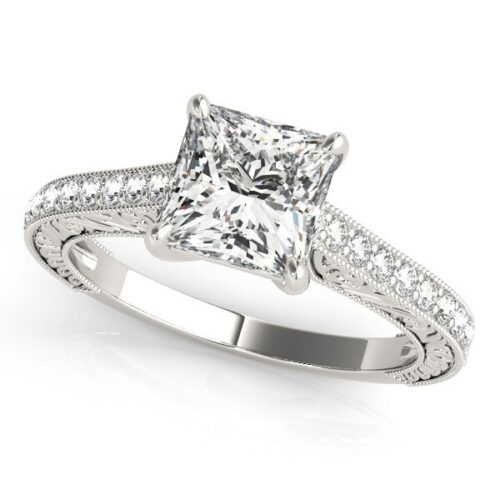 Size: 8 – 14k White Gold Princess Cut Diamond Engagement Ring (1 1/4 cttw)