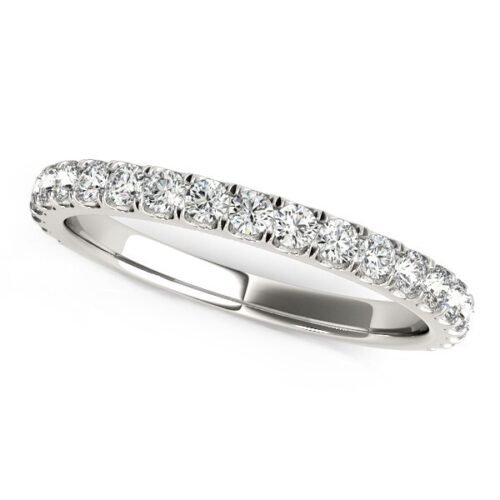 Size: 9 – 14k White Gold Round Pave Setting Diamond Wedding Band (3/8 cttw)