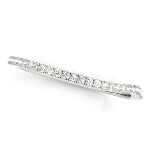 Size: 6 – 14k White Gold Slim Curved Diamond Wedding Ring (1/10 cttw)