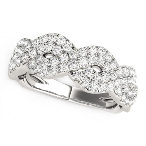 Size: 6 – Diamond Studded Interlocking Waves Ring in 14k White Gold (5/8 cttw)