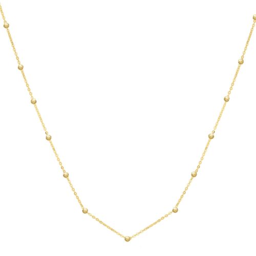 Size: 18 – Textured Saturn Bead Necklace in 14K Yellow Gold