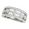 Size: 7 – Diamond Studded Square Motif Ring in 14k White Gold (1/2 cttw)