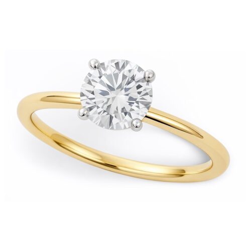 Size: 3 – 3/4 Carat Round Lab Grown IGI G/VS1 Diamond Solitaire Ring in 14K Yellow Gold