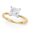 Size: 6.5 – 1 Carat Princess Lab Grown IGI G/VS1 Diamond Solitaire Ring in 14K Yellow Gold