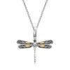 Size: 18 – 18k Yellow Gold and Sterling Silver Pendant in a Dragonfly Design