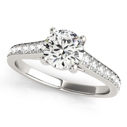 Size: 8 – 14k White Gold Graduated Single Row Diamond Engagement Ring (1 1/3 cttw)
