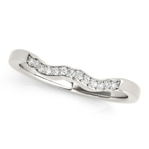 Size: 4 – 14k White Gold Wavy Style Diamond Wedding Ring (1/15 cttw)