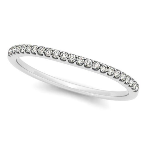 Size: 4.5 – 14k White Gold Scallop Setting Round Diamond Wedding Band (1/10 cttw)