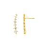 14k Yellow Gold Climber Post Earrings with Cubic Zirconias