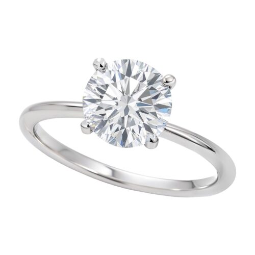 Size: 5 – 1 1/2 Carat Round Lab Grown IGI G/VS1 Diamond Ring in 10K White Gold