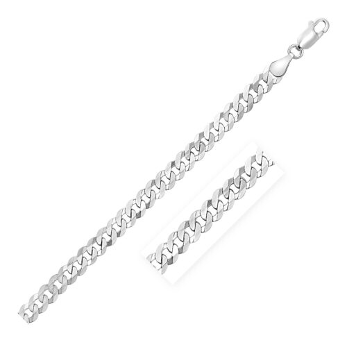 Size: 30” – Rhodium Plated Sterling Silver Curb Style Chain (5.50 mm)