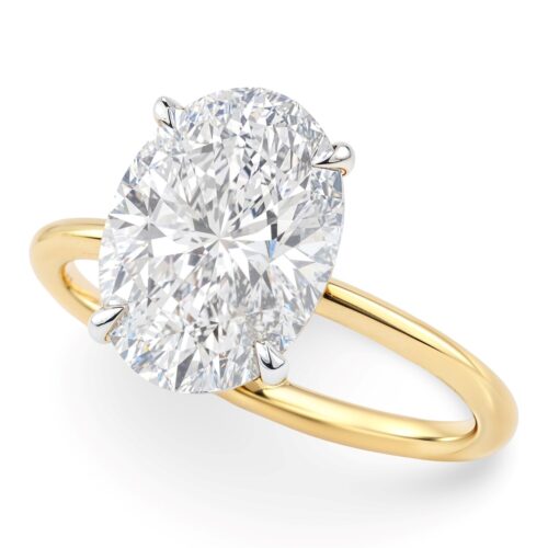 Size: 9 – 3 Carat Oval Lab Grown IGI G/VS1 Diamond Solitaire Ring in 14K Yellow Gold