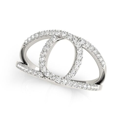 Size: 3.5 – 14k White Gold Diamond Loop Style Dual Band Ring (1/2 cttw)