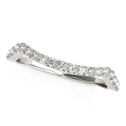 Size: 8 – 14k White Gold Modern Curvy Design Diamond Wedding Band (1/5 cttw)