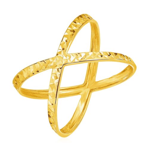 Size: 8 – 14k Yellow Gold Textured X Profile Ring