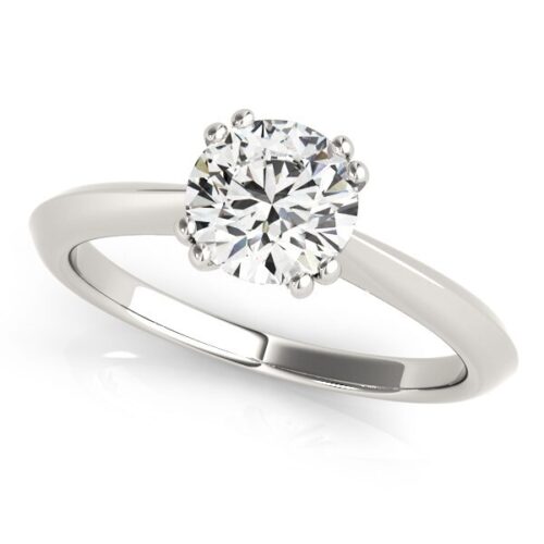 Size: 6.5 – 14k White Gold Double Prong Set Solitaire Diamond Engagement Ring (1 cttw)