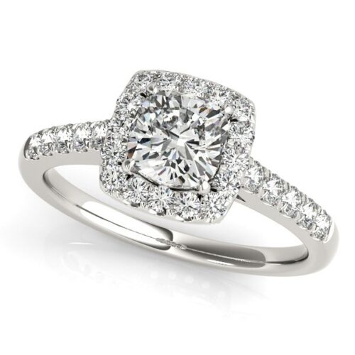 Size: 8.5 – 14k White Gold Square Outer Shape Round Diamond Engagement Ring (3/4 cttw)
