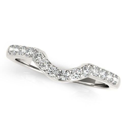 Size: 6.5 – 14k White Gold Pave Set Diamond Curved Wedding Band (1/4 cttw)