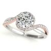 Size: 8 – 14k White And Rose Gold Bypass Band Diamond Engagement Ring (1 1/8 cttw)