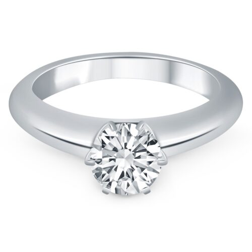 Size: 5 – 14k White Gold Solitaire Cathedral Engagement Ring