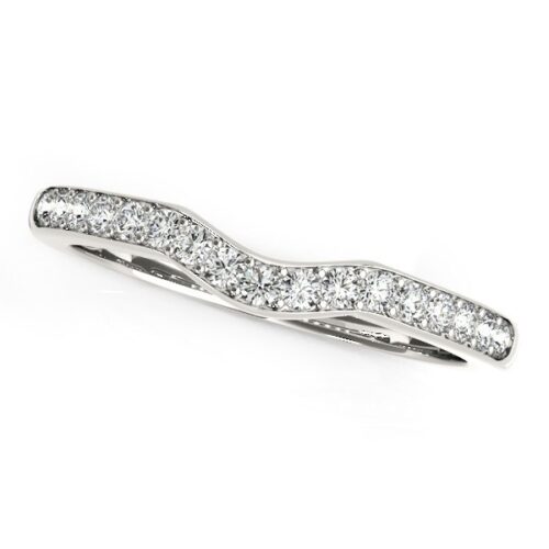 Size: 8 – 14k White Gold Curved Style Wedding Ring (1/4 cttw)