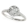 Size: 9 – 14k White Gold Round Cut Pave Set Shank Diamond Engagement Ring (1 3/8 cttw)