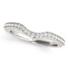 Size: 7 – 14k White Gold Prong Set Curved Diamond Wedding Ring (1/6 cttw)