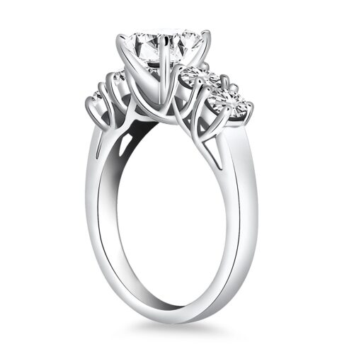 Size: 4.5 – 14k White Gold Five Stone Diamond Trellis Engagement Ring