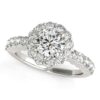 Size: 8.5 – 14k White Gold Round Floral Motif Diamond Engagement Ring (1 5/8 cttw)