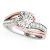 Size: 4.5 – 14k White And Rose Gold Bypass Shank Diamond Engagement Ring (1 1/8 cttw)