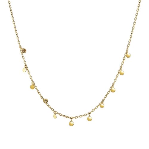 Size: 16” – Choker Necklace with Hammered Beads in 14k Yellow Gold