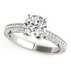 Size: 7 – 14k White Gold Antique Pronged Round Diamond Engagement Ring (1 1/8 cttw)