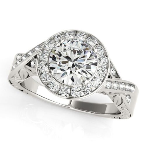 Size: 9 – Halo Set Diamond Engagement Ring in 14k White Gold (1 5/8 cttw)