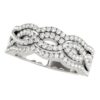 Size: 3 – Diamond Studded Ring with Four Curves in 14k White Gold (5/8 cttw)