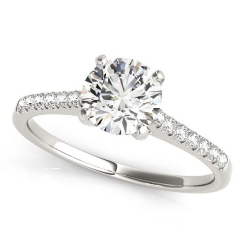Size: 3 – 14k White Gold Single Row Scalloped Set Diamond Engagement Ring (1 1/8 cttw)