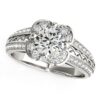Size: 6.5 – Round Diamond Floral Motif Engagement Ring in 14k White Gold (1 3/8 cttw)